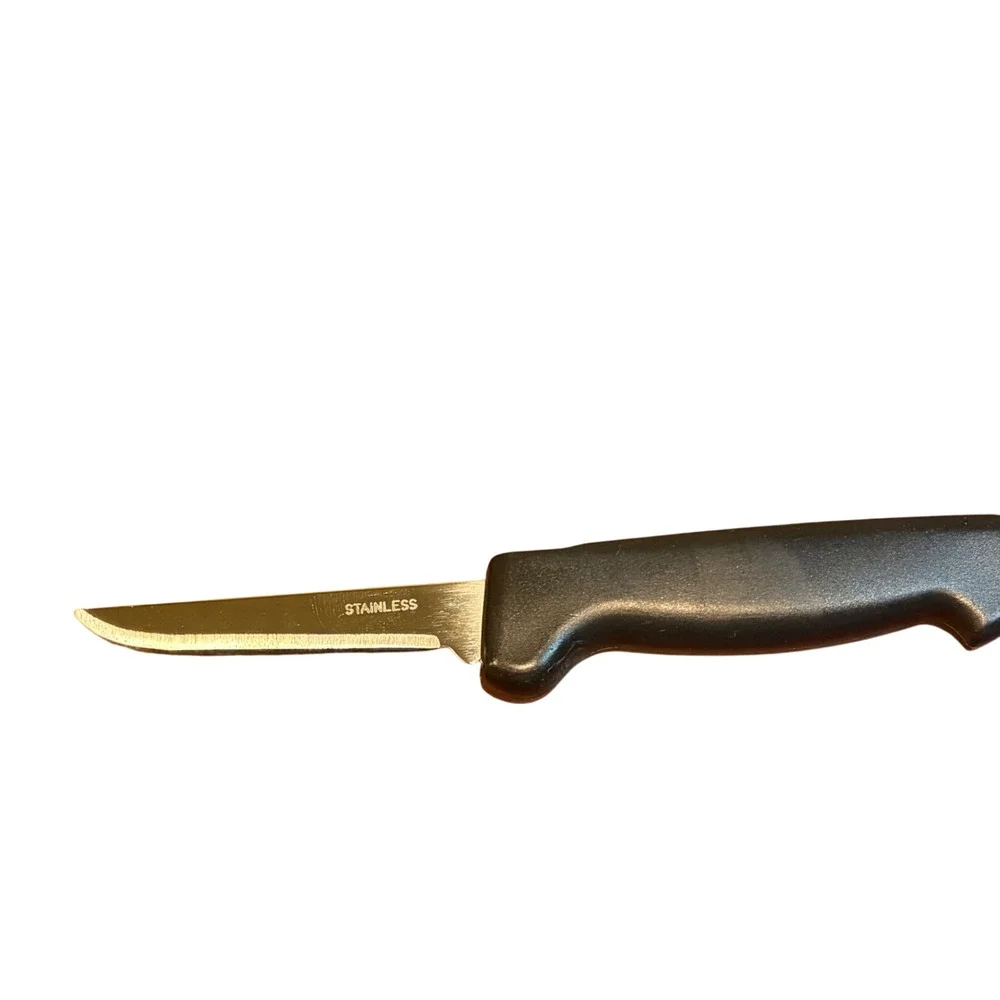 Stainless Steel Paring Knife Black Handle 3 Inch Blade Kitchen Utility Tool